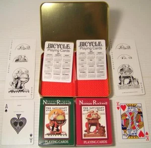 NORMAN ROCKWELL SATURDAY EVENING POST 1997 DUAL DECK PLAYING CARDS Christmas TIN - Picture 1 of 4