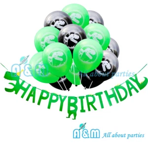 Dinosaur Happy Birthday Banner + Black&White Latex Balloon Party Decoration Set - Picture 1 of 1