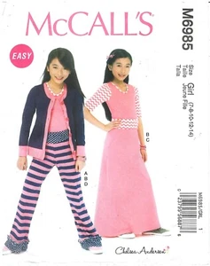 2014 McCall's M6985 Chelsea Andersen Girls' Plus Cardigan Top Skirt Pants 7-14 - Picture 1 of 3