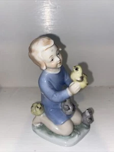 Blue Danube Figurine - Child Playing with Ducks Birds - Picture 1 of 5