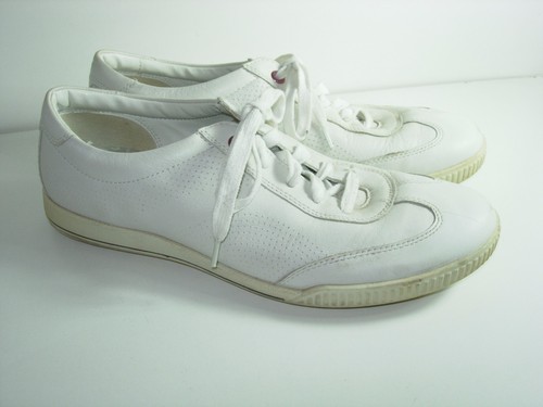 SNEAKERS OXFORD DONNA BIANCO SPORCO PELLE ECCO SCARPE SPORTIVE TACCO MISURA 40 9 M