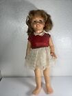 Vintage Mattel Chatty Cathy 20" Muñeca Rojo Encaje Vestido Sucio No Habla