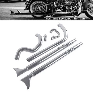 SHARKROAD 2-2Fishtail True Dual Exhaust Systems for Softail 2000-2017 Models New - Picture 1 of 9