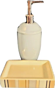 Modern Classic Soap or Lotion Blue Dispenser and Nice Decorative Soap Dish Set - Picture 1 of 5