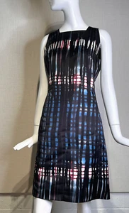 Vestido recto satinado abstracto Tomas Maier talla 8, diseñador Bottega Veneta ITALIA - Imagen 1 de 10