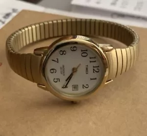 Ladies Timex Indigo Gold Tone Easy Reader Date Flex Band Watch FREE SHIPPING - Picture 1 of 5