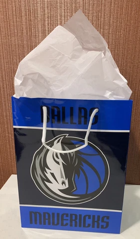 Dallas Mavericks Official 13 Inch X 10 Inch Glossy Gift Bag W/ White Gift Paper! Cover