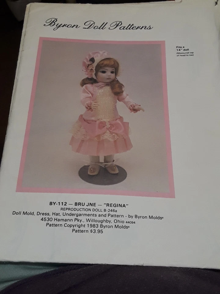 Patrones de muñecas Byron vintage POR 112 Bru jne Regina vestido sombrero B-246a 1983 Foto 1 de 1
