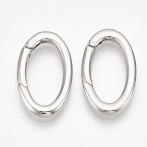 10Pcs Ring Smooth 304 Stainless Steel Spring Gate Oval Rings Snap Clasps 28x16mm - Picture 1 of 2