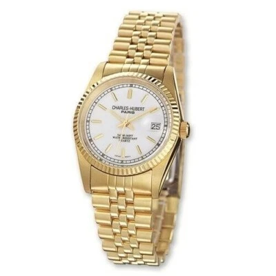 Reloj para hombre Charles Hubert con esfera blanca roto chapado en IP Foto 1 de 2