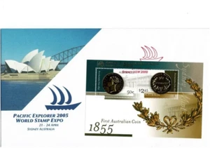 Stamp Australia 1st Coin mini sheet APF overprint on Pacific Explorer 2005 cover - Picture 1 of 1