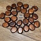 Vintage Flat Oval Wood Beads 20mm Dark Brown Jewelry Making  25 Count