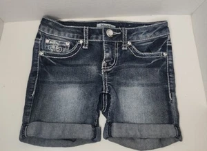 Mudd Bermuda Demin Shorts Girls 6 With Faux Diamond Embellishment's Bling - Picture 1 of 8