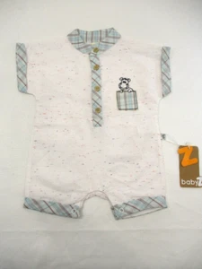 BabyZ Outfit One-piece Boys 3-6 mo White S/S Lightweight Summer Hippo Detail NWT - Picture 1 of 11