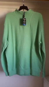 Kirkland Signature Mens Size L 1/4 Zip 100% Cotton Pullover Mint Green NWT - Picture 1 of 9