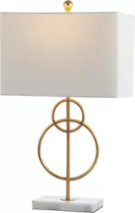 JYL1096A Haines 26" Modern Circle Marble/Metal LED Table Lamp Classic Glam Bedsi - Picture 1 of 7