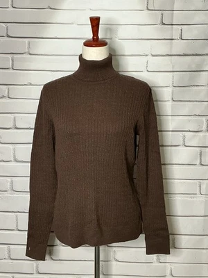 Suéter Jeanne Pierre marrón para mujer tejido con cable cuello alto mediano Foto 1 de 4