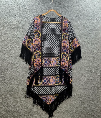 Cárdigan para mujer Dotti talla 8 negro blanco manga corta flecos delanteros abiertos Foto 1 de 4