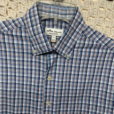 Peter Millar Shirt Mens Sz S Blue Check Long Sleeve Button Down Summer Comfort - Image 1 of 4