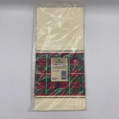 Vintage Hallmark Paper Table Cover Christmas Plaid 54 x 102 Rectangle Holiday - Image 1 of 3