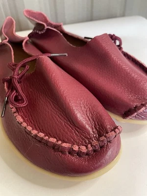 Hecho a mano Rojo Conducción Mocasines Mocasines Zapatos Cuero Guijarro Sin cordones 7.5/8 Foto 1 de 4