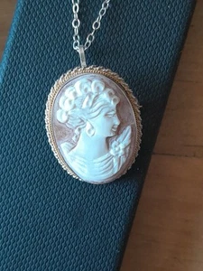 925 Silver Sterling Cameo Pendant And 925 Chain - Picture 1 of 7