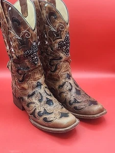 Corral Distressed Brown & Black Sequin Women’s Western Boots- A2840 - Picture 1 of 9