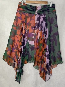 BCBG Maxazria Women’s Skirt asymmetrical whimsical Size 6 Multicolor 100% Silk - Picture 1 of 9
