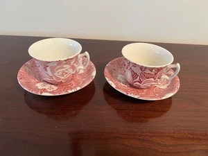 Burleigh Pink Cups and Saucers 2 England - Picture 1 of 6