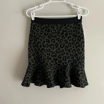 Minifalda Aqua Mujer S Verde Negra Estampado Animal Jacquard Volantes Tiro Alto Nueva con Etiquetas Foto 1 de 4