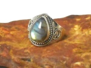 LABRADORITE   Sterling  Silver  925  Gemstone  RING  -  Size  R  -  Gift  Boxed!