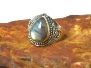 ANILLO DE PIEDRAS PRECIOSAS LABRADORITA de plata esterlina 925 - Talla R - ¡En caja de regalo! - Imagen 1 de 4