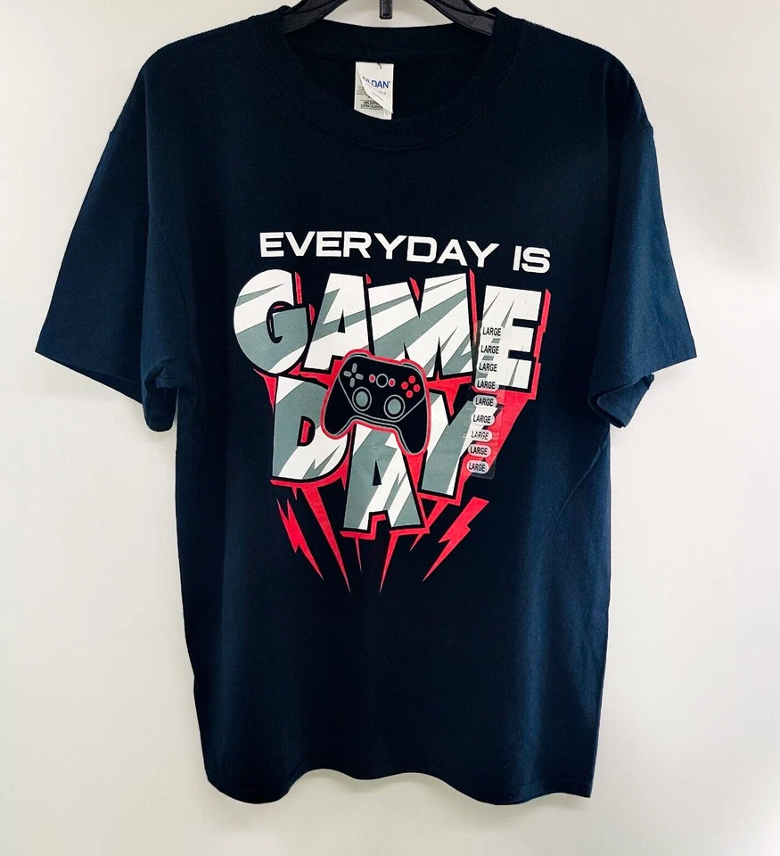 Новый с Ярлыками геймер 'Everyday is Game Day' графический трафарет напечатано черная футболка мальчиков большой - Изображение 1 из 4