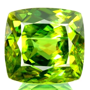 NATURAL CHROME SPHENE TITANITE 3.90ct RARE 5A MULTI COLOR SPAKLING FLASH CUSHION - Picture 1 of 8