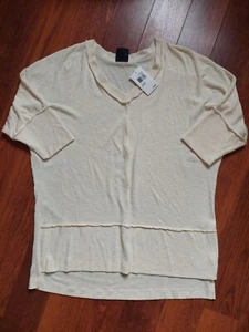 Neu mit Etikett Bobeau Strickpullover V-Ausschnitt hoch niedrig elfenbeinfarben cremefarben Damengröße L Stretch Damen - Bild 1 von 8