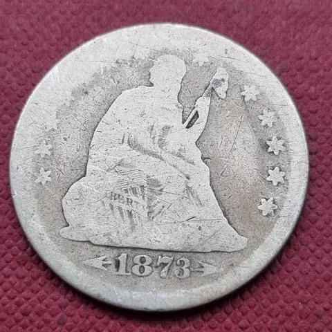 1873 S Seated Liberty Quarter 25c Circulated weak S #50917 Cover