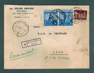 Cubierta Rumania 29 de enero de 1938 sello del fondo de aviación usado registrado C Foto 1 de 2