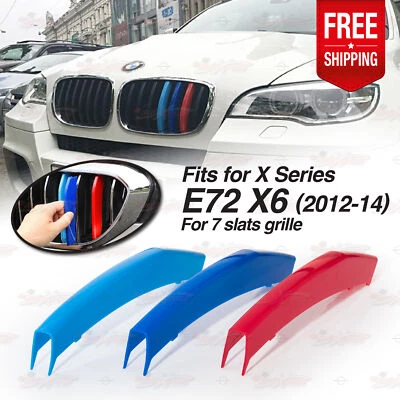 M-Sport 7 Slats Kidney Grill Grille 3 Color Cover Clips for BMW X6 E72 2012-2014 - Изображение 1 из 4