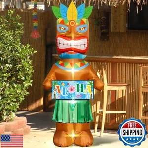 6FT Hawaiian Tiki Decorations Inflatable Luau Party Decorations Tiki Bar Deco - Picture 1 of 5