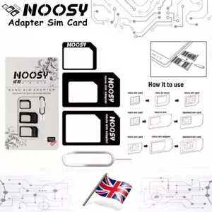 Adaptateur Carte SIM 4 EN 1 Nano vers MICRO Standard SIM Convertisseur SET iPhone Samsung - Photo 1 sur 15
