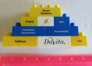 DaVita Logo CORE VALUES Plastic Building Block DISPLAY Promotional Item TOY - Picture 1 of 3