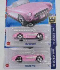 2023 Hot Wheels 1956 Barbie Pink Corvette - Barbie the Movie - Lot of 2 - Picture 1 of 9