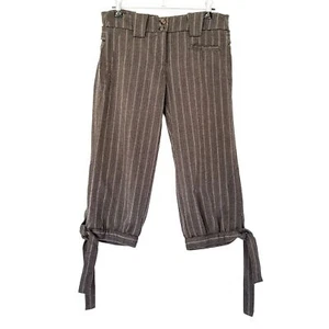 SPORTSGIRL Brown Striped 3/4 Pants Casual Jeans Ladies Wear Adjustable Strap Fit - Picture 1 of 12