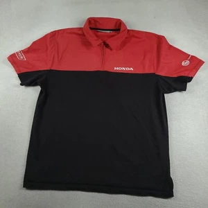 Honda Polo Shirt Short Sleeve Button Size XL Red Black Qtr Zip Adult Casual - Picture 1 of 11