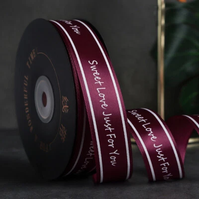 Fita de cetim impressa "Sweet Love Just For You" - Carretel 2,5cm x 45M - Muitas cores - Imagem 1 de 4