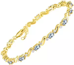 Bracelets for Women Yellow Gold Plated Silver Classic S Tennis Bracelet Gemstone - Picture 1 of 5
