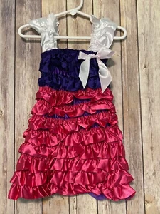 Mädchen Prinzessin inspiriert Doc McStuffin Satin Rüschen Kleid Kostüm Large 2/3 2T 3T - Bild 1 von 2