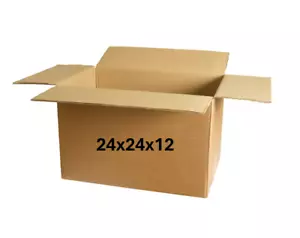 24" x 24" x 12" CARDBOARD BOX - 200 lb - 10 BOX BUNDLE - Picture 1 of 5