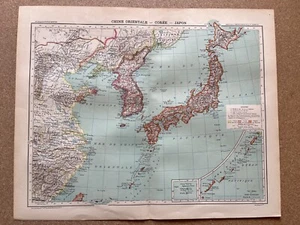 Antique map of Eastern China Japan Korea Coree Japan - French atlas 1906 - Picture 1 of 7