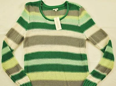 Mujer SONOMA Verde y Gris Rayas Algodón Largo Suéter Talla Grande Precio de venta sugerido por el fabricante $40 Nuevo Foto 1 de 4
